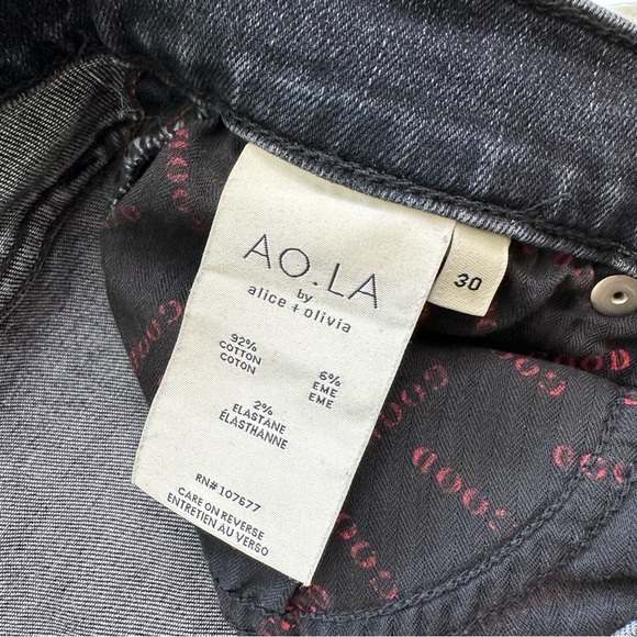 AO.LA Alice + Olivia High Rise Button Fly Side Stripe Jeans Size 30 - Picture 10 of 14